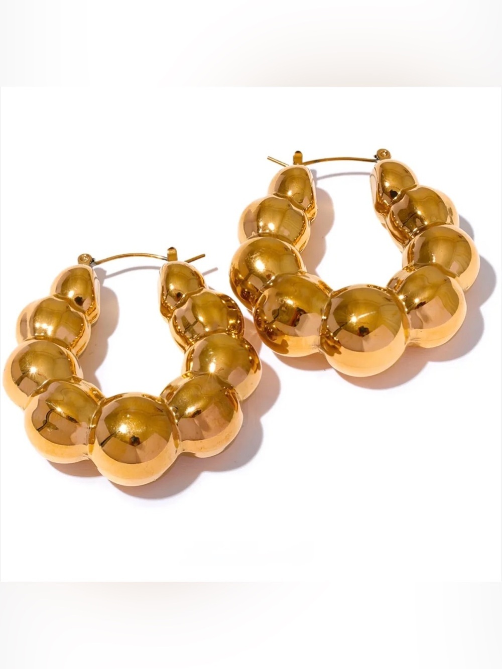 Bubble Hoop Earrings – 18K PVD Gold Plated Stainless Steel